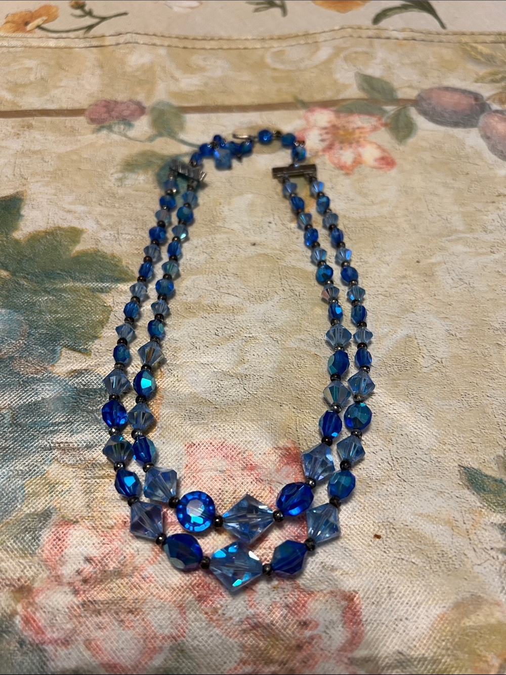 Blue Crystal Double-Strand Necklace
